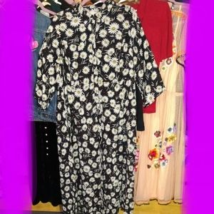 Woman Within Black Crepe Floral Midi Dress 14